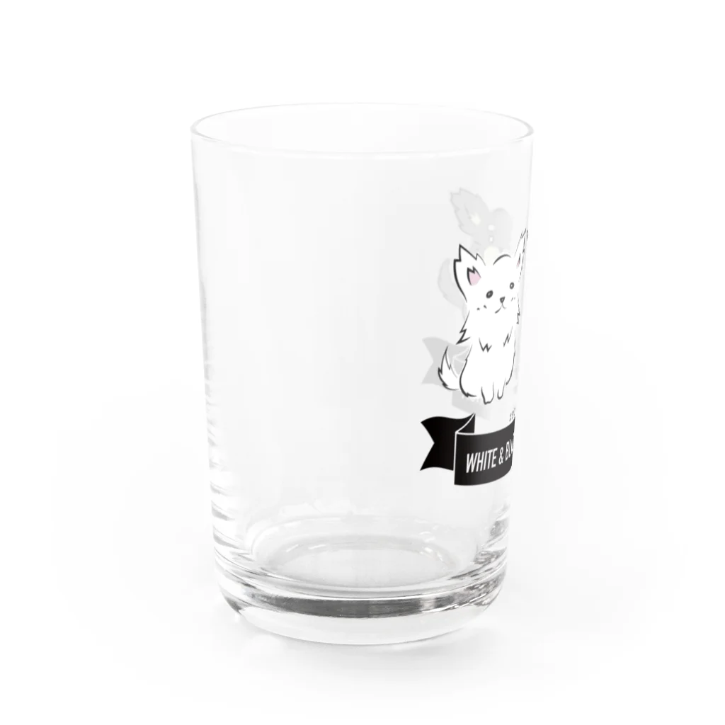 SpicaProducts｜チワワとイイモノ扱うストア🐾の白チワさんと黒チワくん「せいれつ」 Water Glass :left