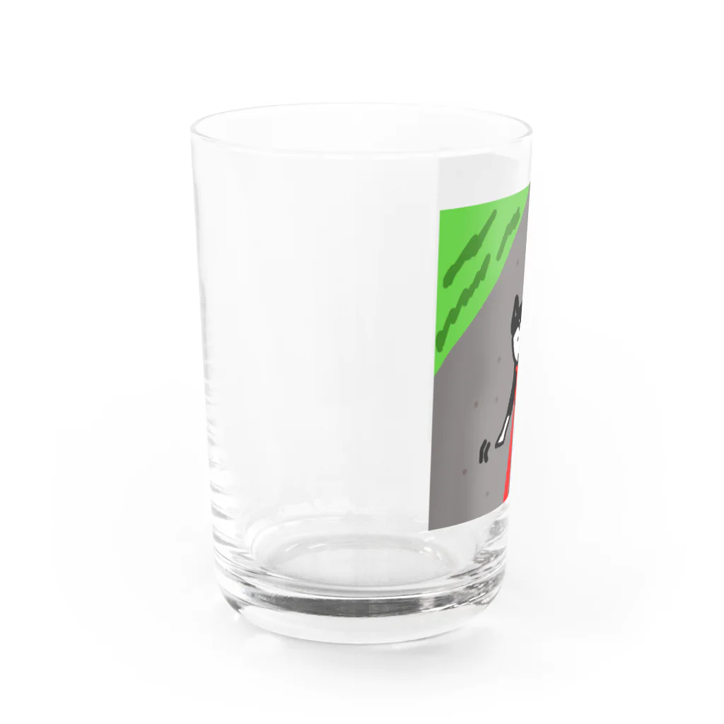 ペコりんショップの黒柴散歩拒否 Water Glass :left