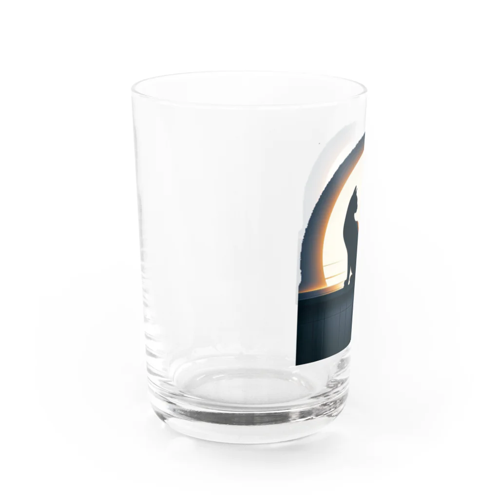 万事屋の猫のシルエットが美しい Water Glass :left