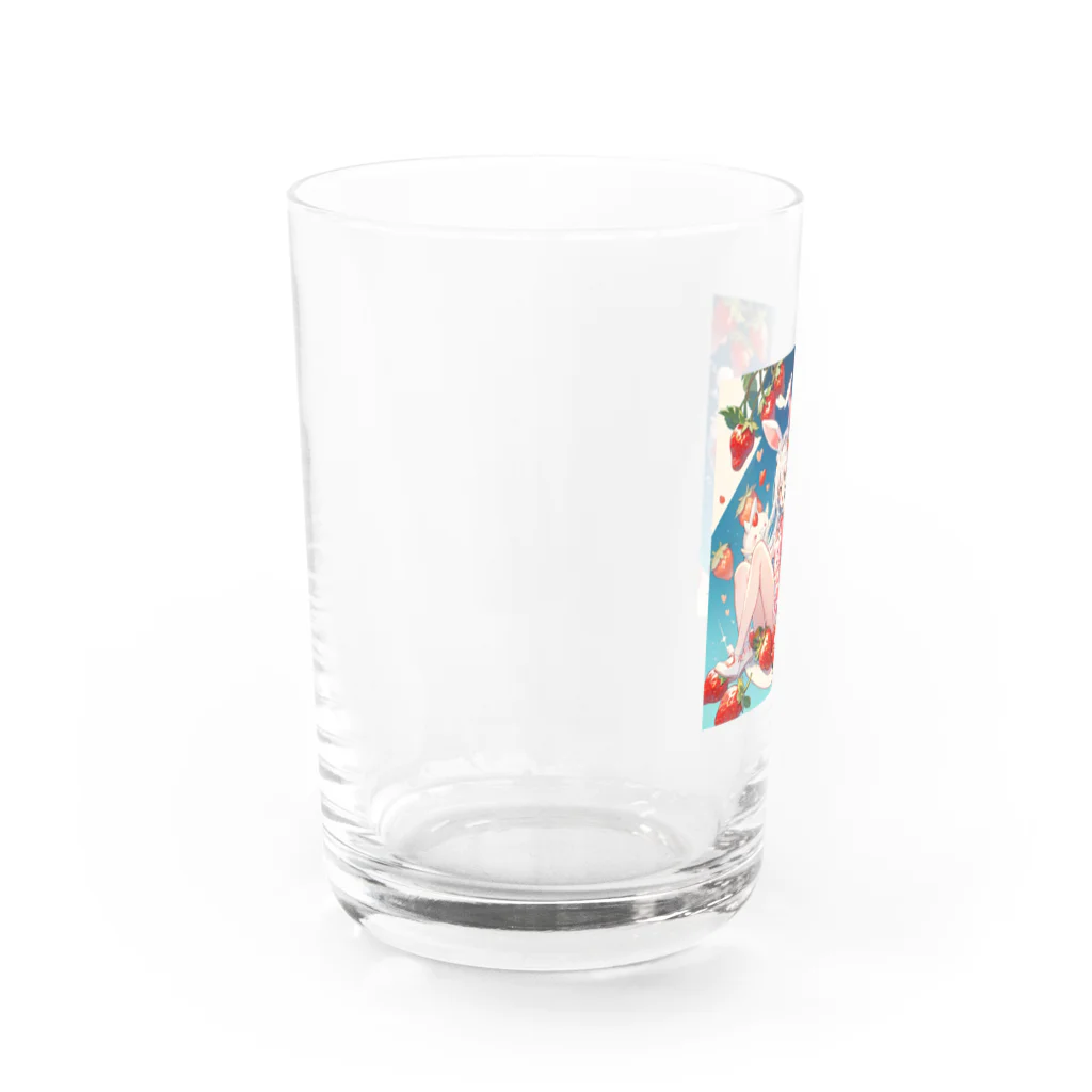 ピンクリボンのいちごうさぎ02 Water Glass :left