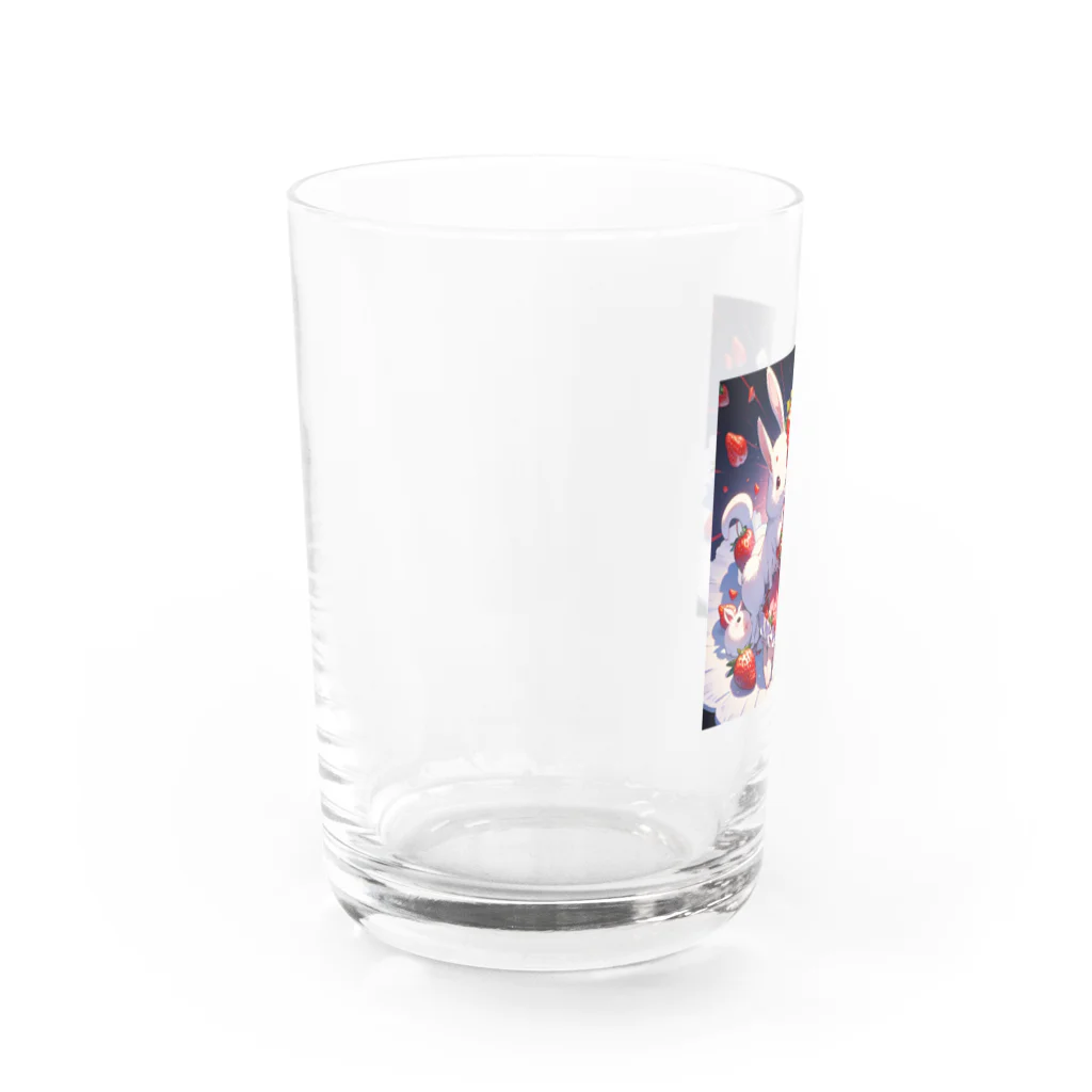 ピンクリボンのいちごうさぎ04 Water Glass :left