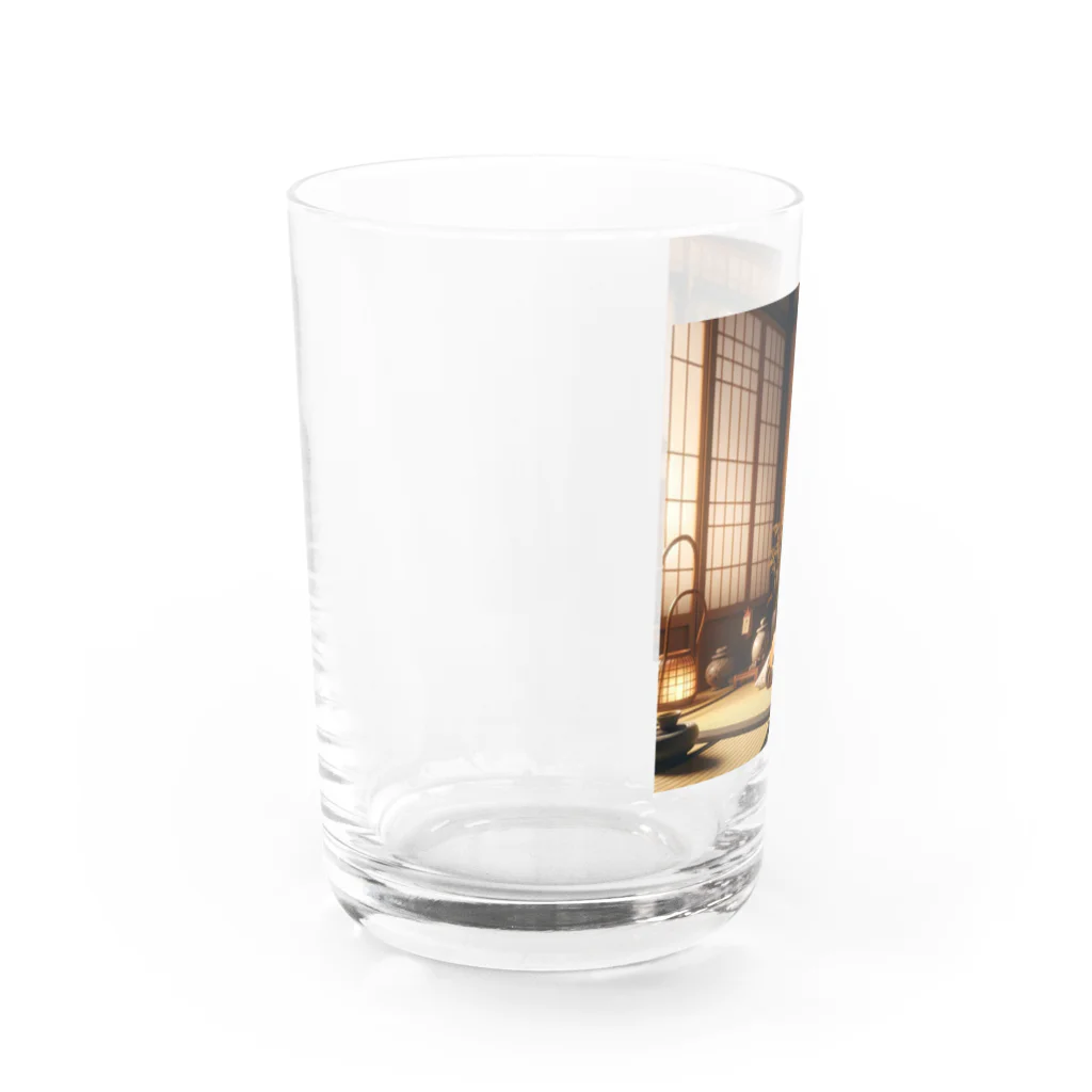 EMAKIの和紋様 x 猫　竹と猫の和室 Water Glass :left