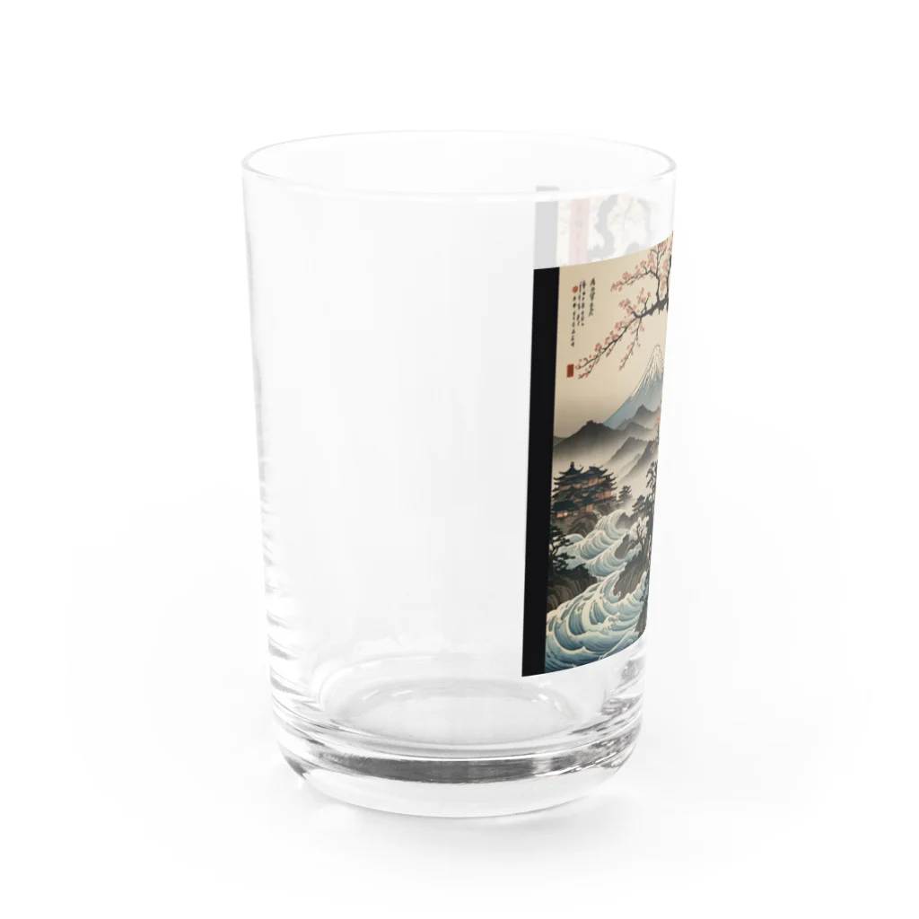rit=ndの浮世絵　桜と着物美人画 Water Glass :left