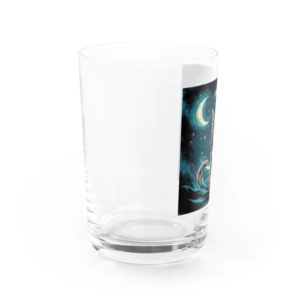 猫XショップX猫の月下の猫クン Water Glass :left