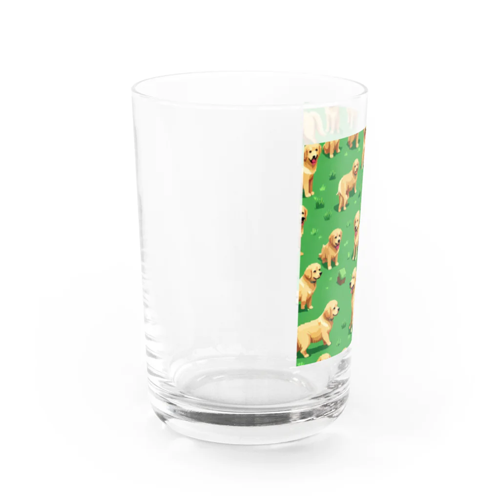 kinnirono-inuのドット絵　たくさんのゴールデンレトリバー２ Water Glass :left