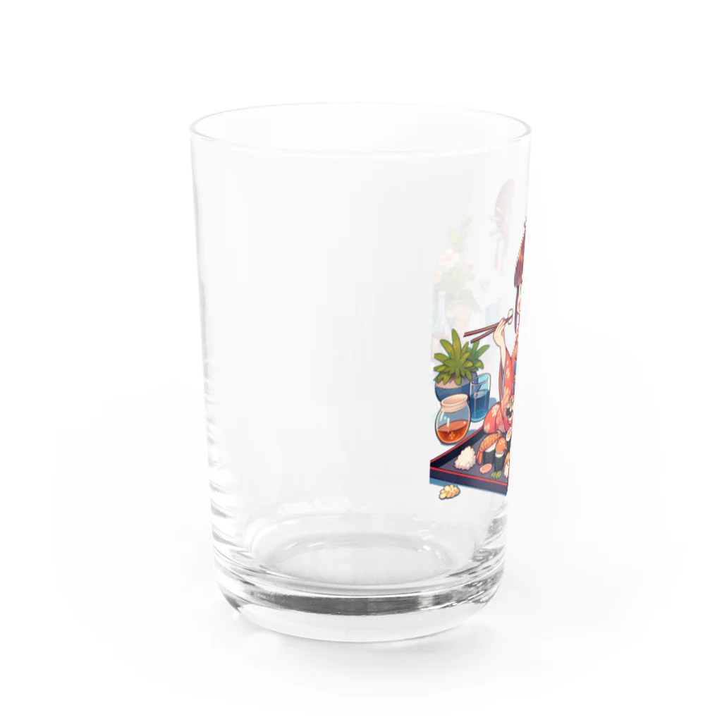 momonekokoのお寿司と少女 Water Glass :left