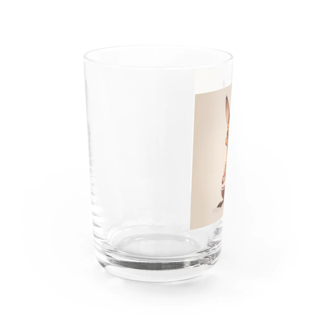 ganeshaのかわいいカンガルーとバースデーケーキ Water Glass :left