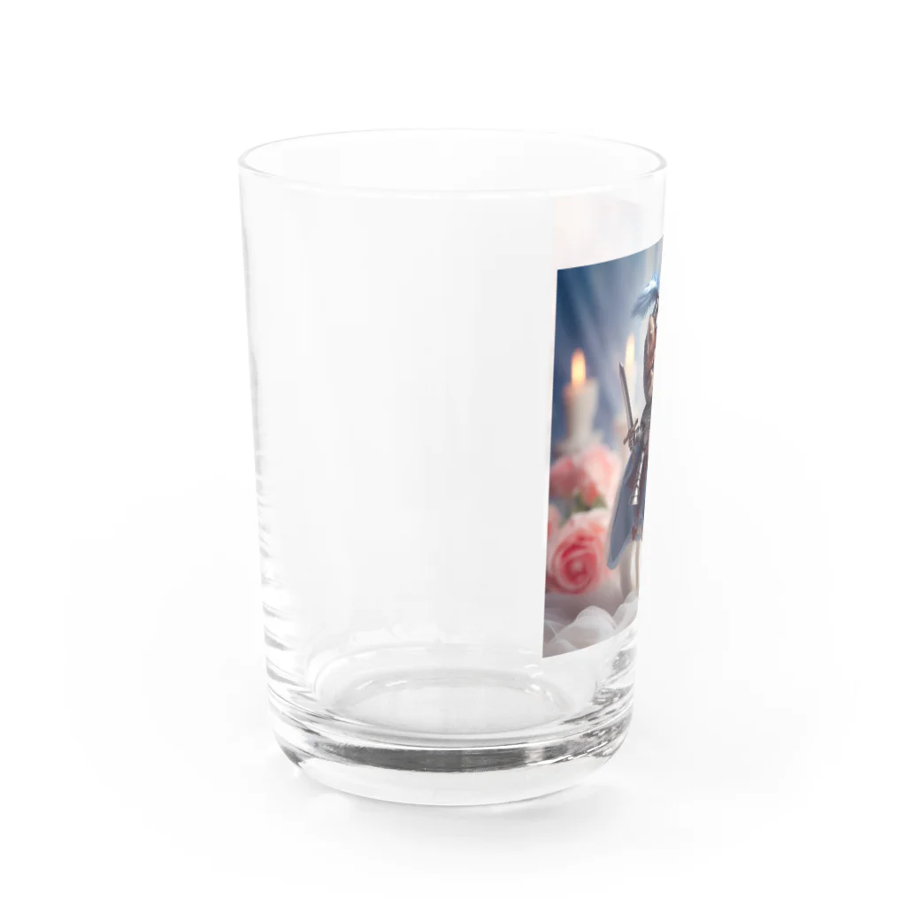 koumeiの白馬に乗ったネコ王子様4 Water Glass :left