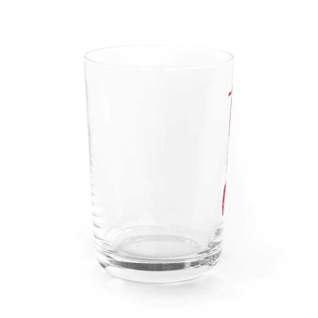 津軽三味線などの和柄三味線（赤） Water Glass :left