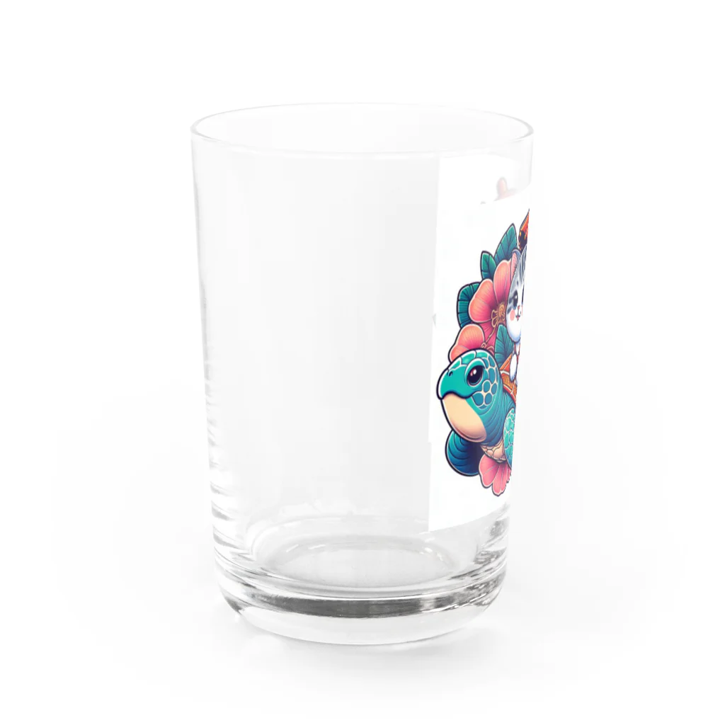 SOU＆SOUの亀乗り子猫 Water Glass :left