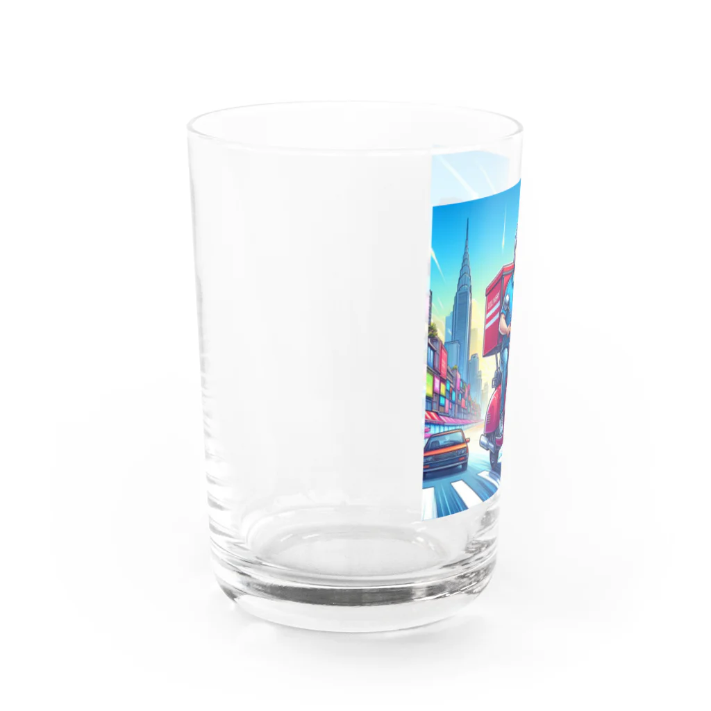 kok&foreverのスクーター配達員のイラスト Water Glass :left