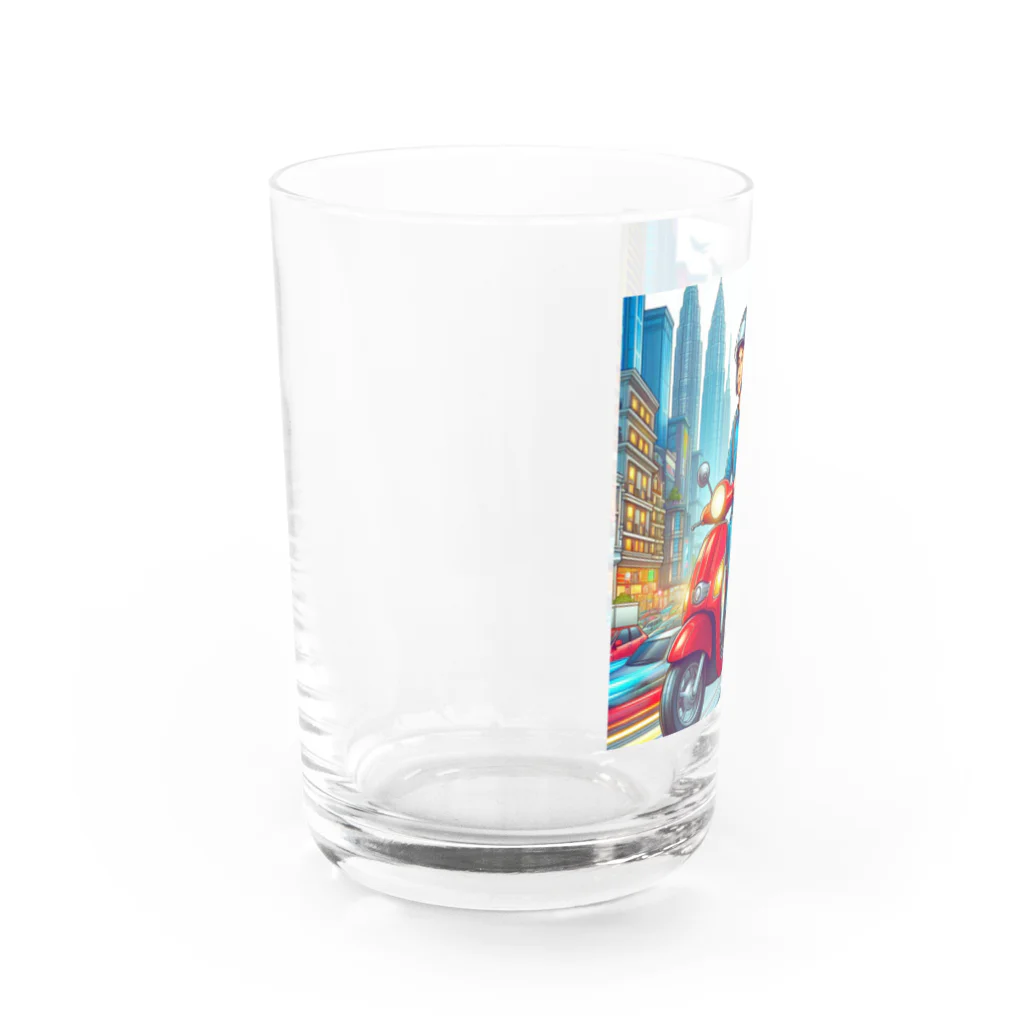 kok&foreverのスクーター配達員のイラスト Water Glass :left