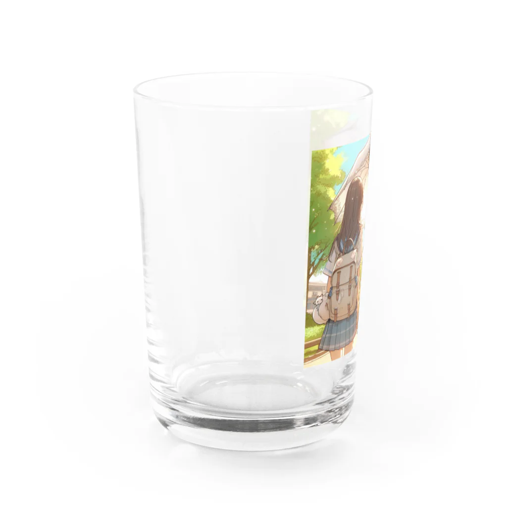 ふりむいての日傘がないとツライね Water Glass :left