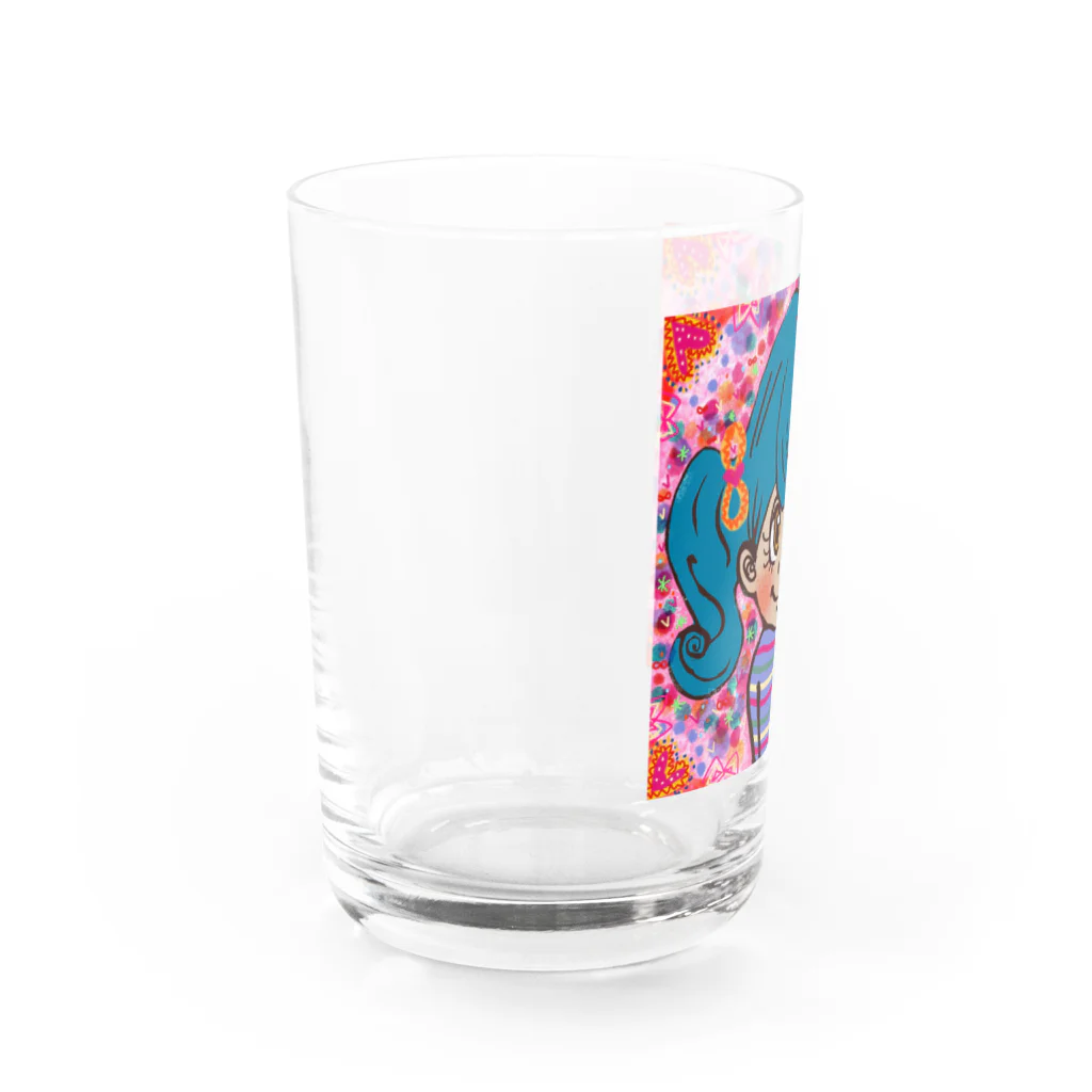 にじわたりねこのかわいい心　女の子イラスト Water Glass :left