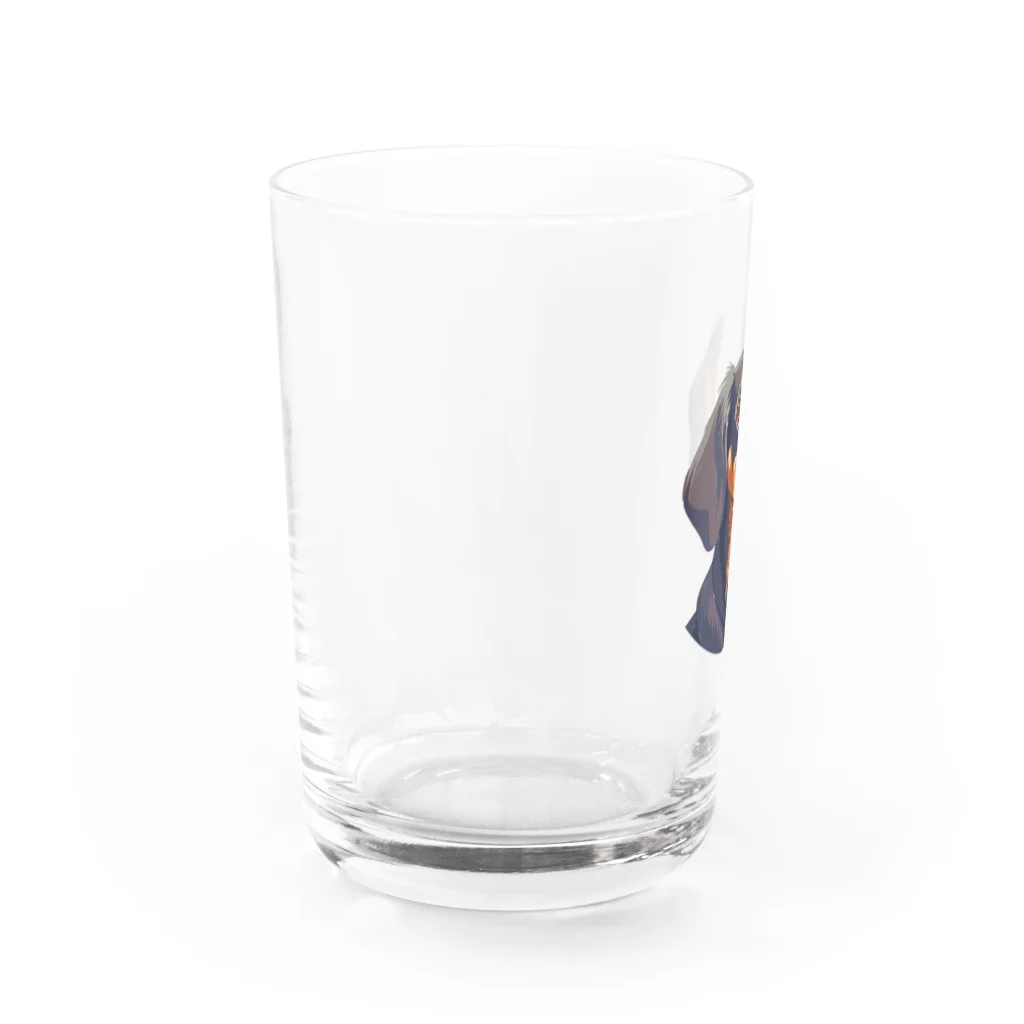 ドッグハウスベティのブラックタン・ダックス Water Glass :left