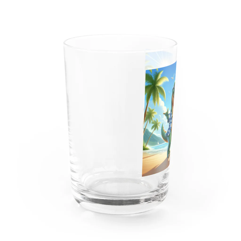 samkorのティラノサウルスのサマーバケーション Water Glass :left