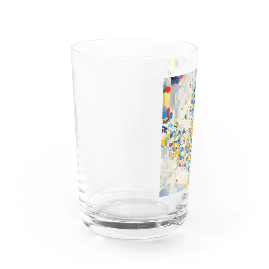 Shellの抽象アート：キューブ Water Glass :left