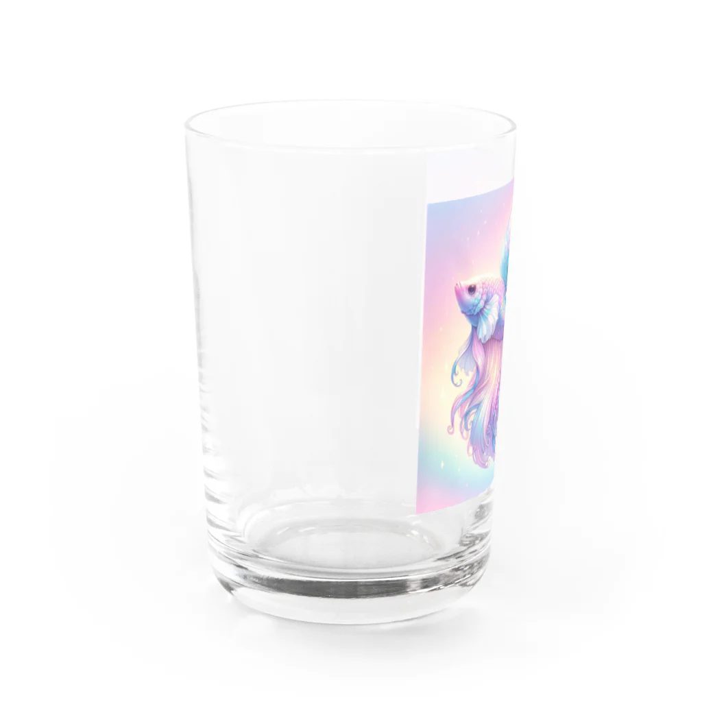 くちベタのユニコーンカラーのハーフムーンベタ Water Glass :left