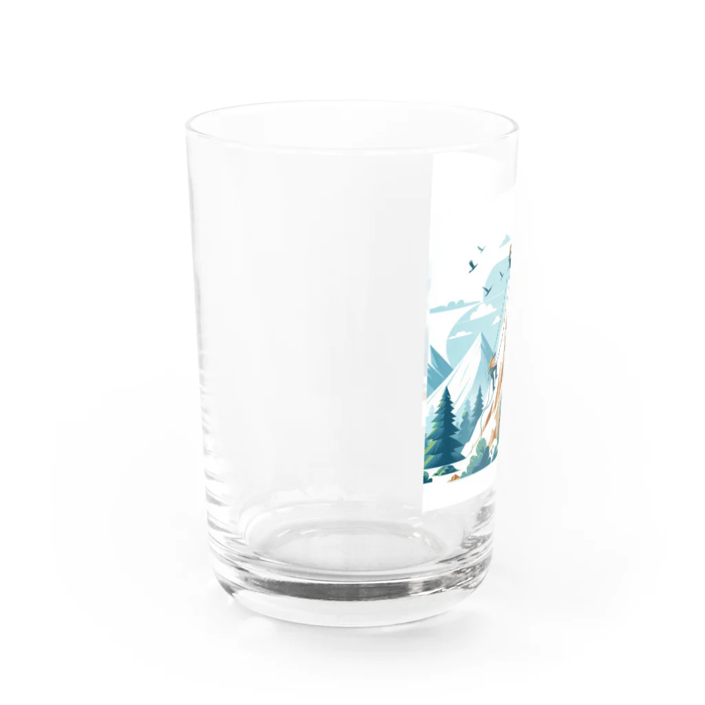 アミュペンの山頂に向かって勇敢に進む登山者 Water Glass :left