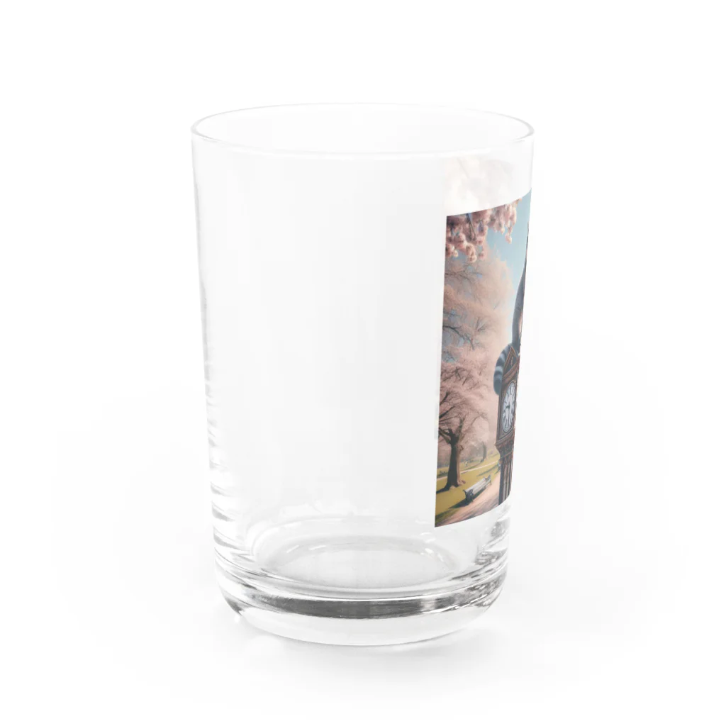 Sugar_Laの時計台とネコ Water Glass :left