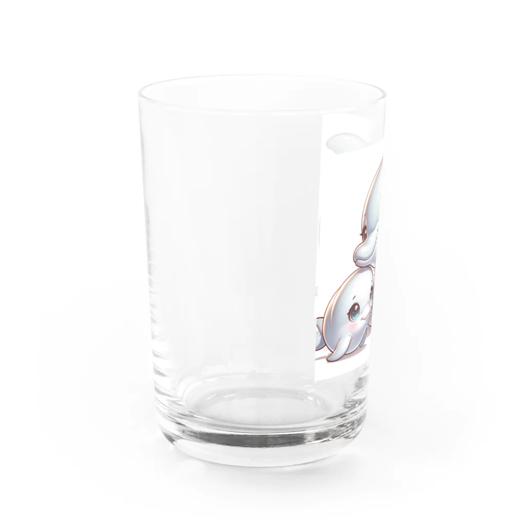 しんすけのイルカの親子 Water Glass :left