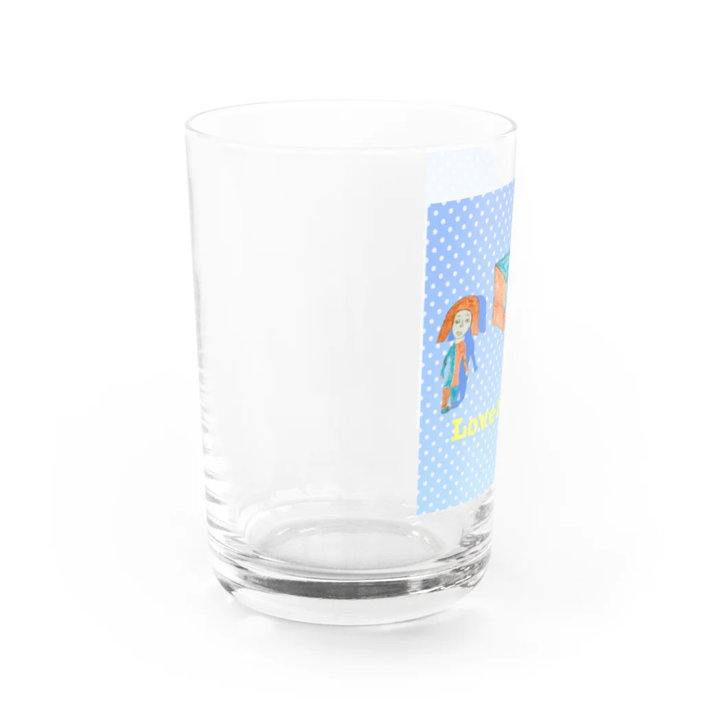 Tamon-TamonのLove & Peace ブルードット Water Glass :left