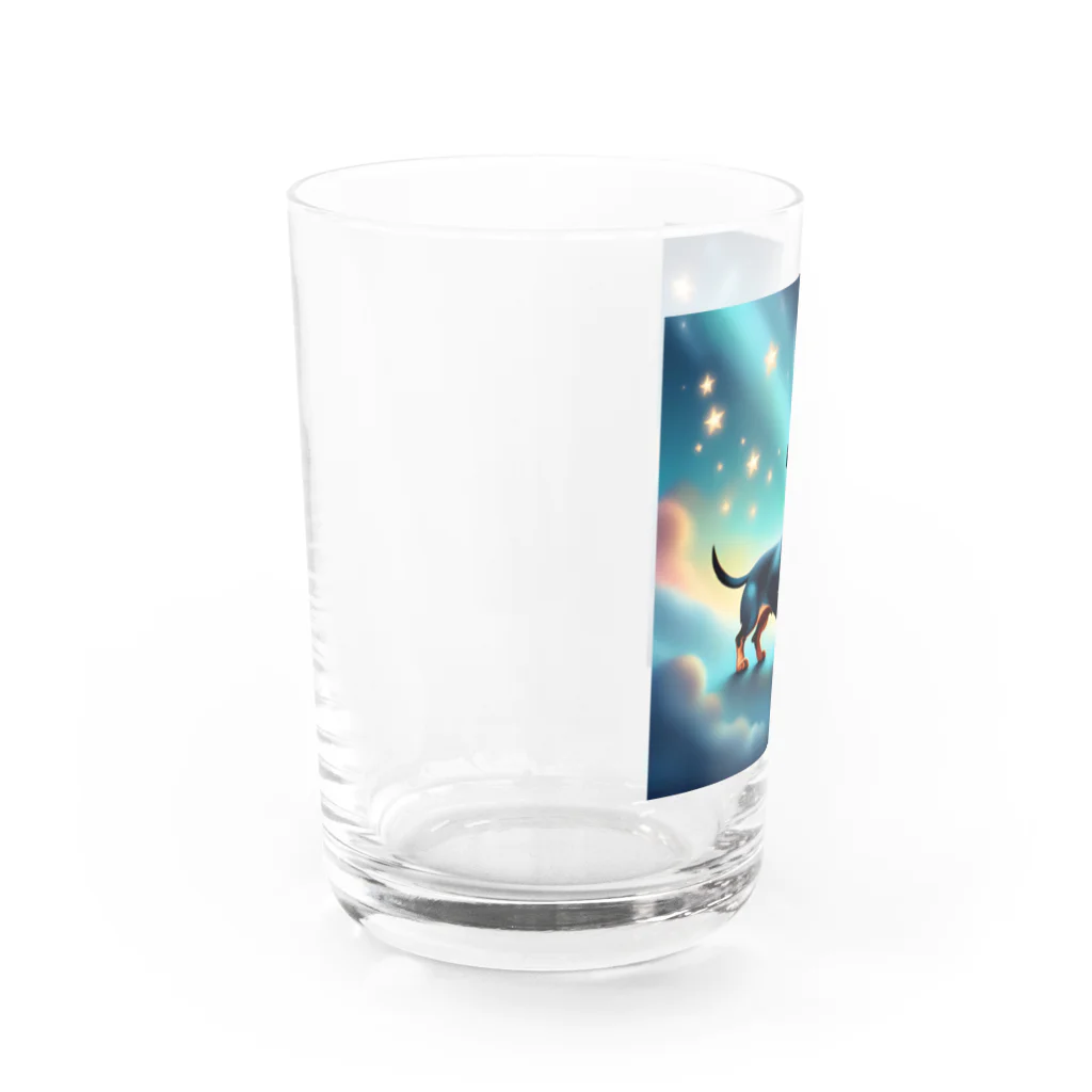 Tom's　ＳＨＯＰの星空を散歩するミニチュアダックスフンド Water Glass :left