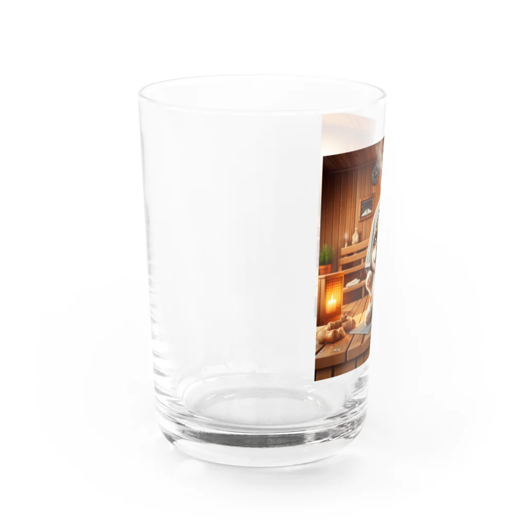 サウナーグッズショップのわんこがサウナ Water Glass :left