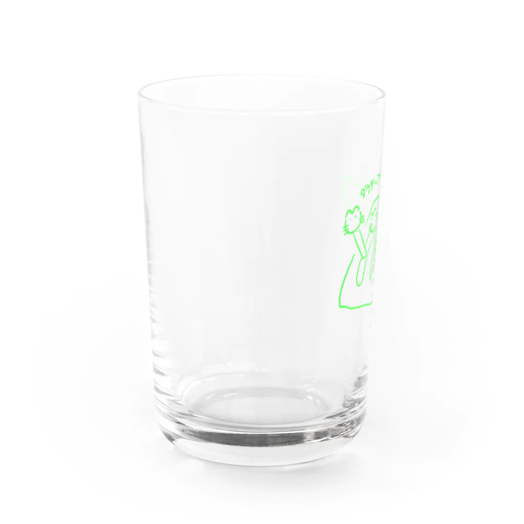 knockin-bluesのPIN３種猫(緑) Water Glass :left