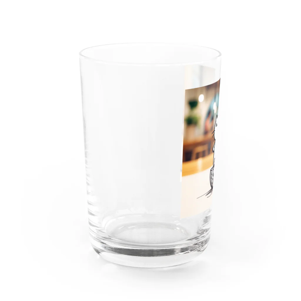 タマさくら商店街の🐈‍⬛手書きの世界から飛び出したネコ Water Glass :left