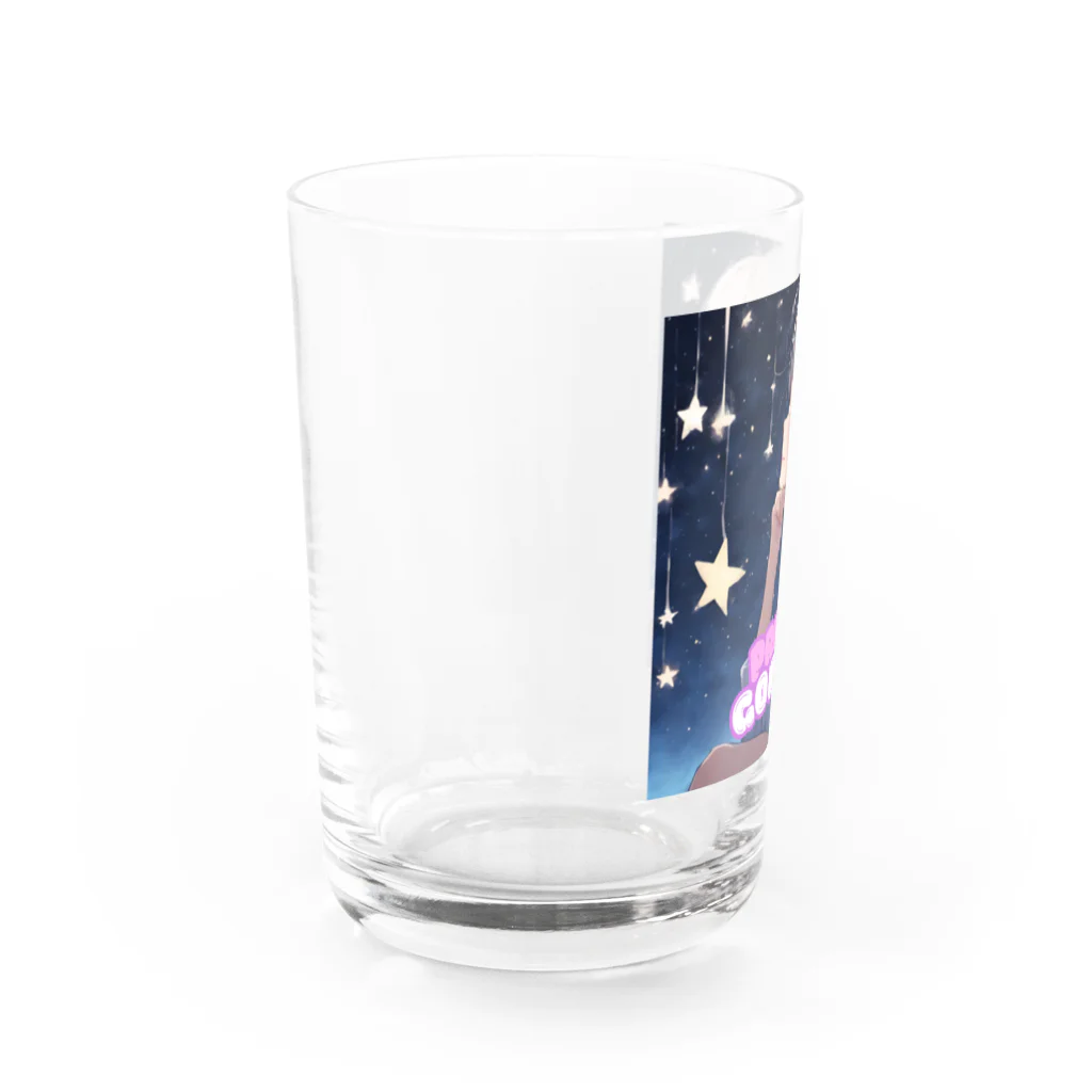 プリンゴブリンの星空を見上げて、夢を見ている子さん Water Glass :left