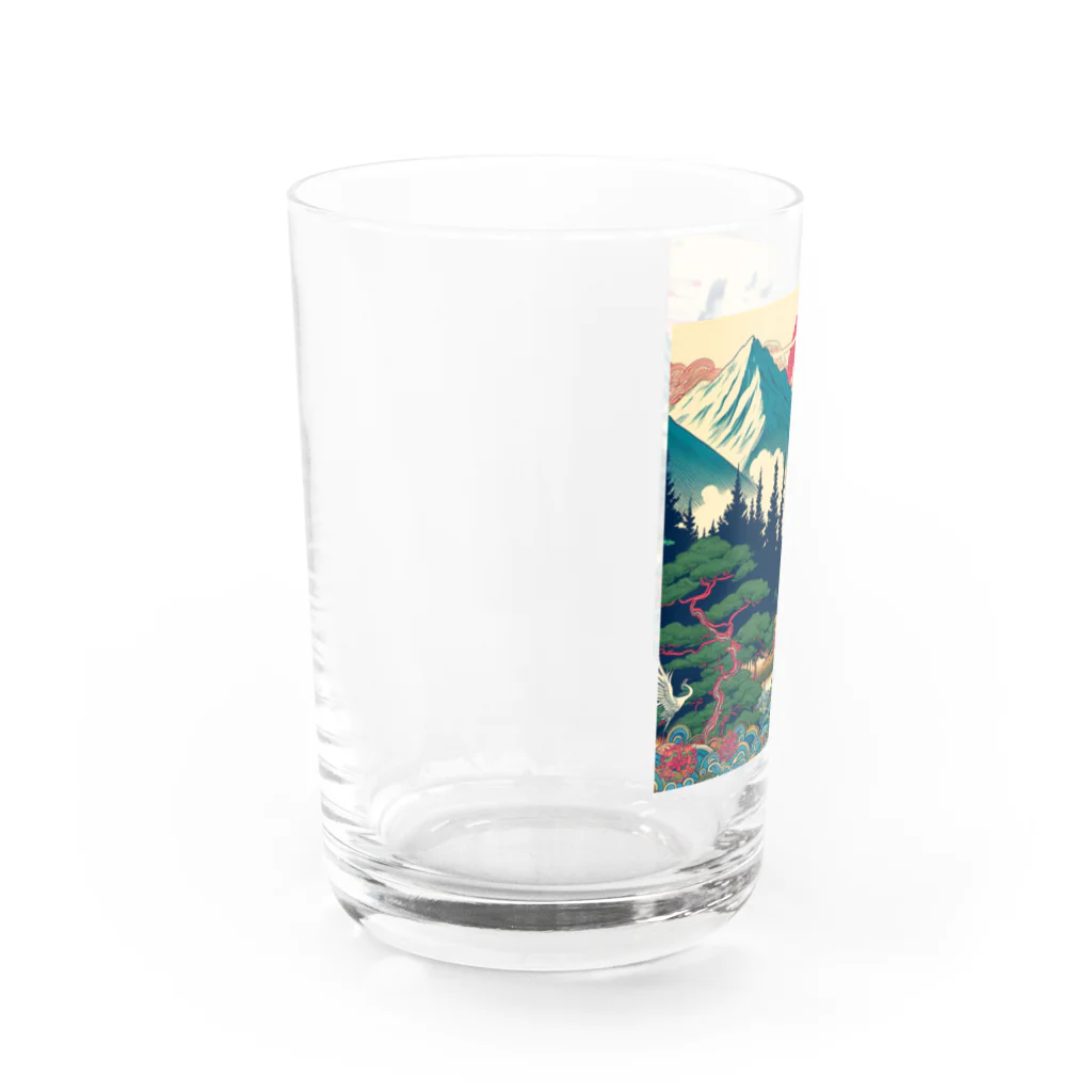 テクノ浮世絵の北海道の神秘 - 伝統と現代の融合 グラス左面