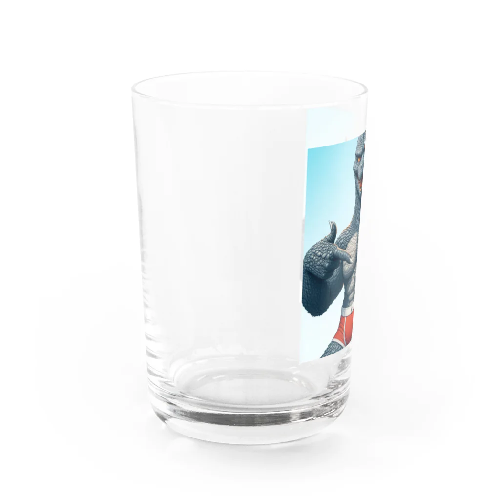 komi39の赤いパンツ着用したゴジラ Water Glass :left