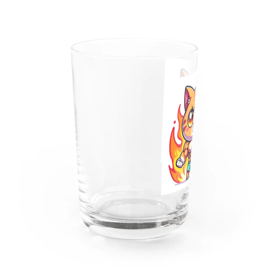 pikapikaの燃える猫マッチョ Water Glass :left