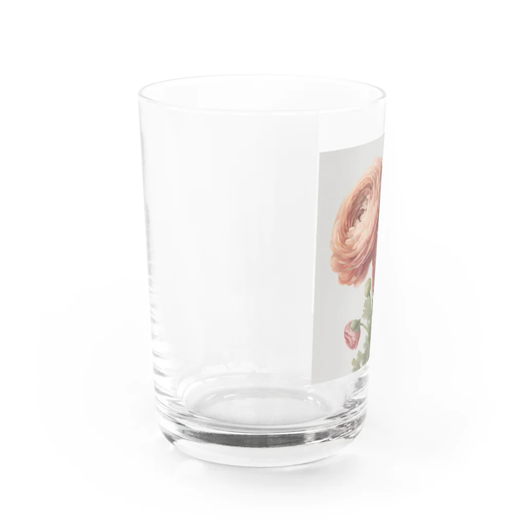 teatimeのピンクのラナンキュラス Water Glass :left