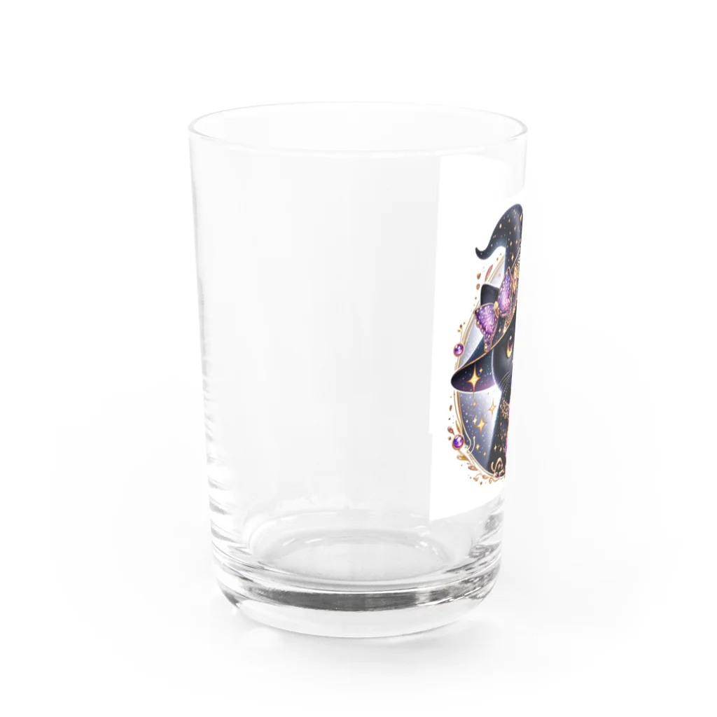 黒猫ギャラリー🐈‍⬛の黒猫の魔法使い Water Glass :left