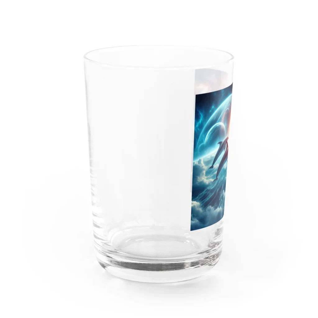 Mangetu2024の宇宙海（イルカ） Water Glass :left