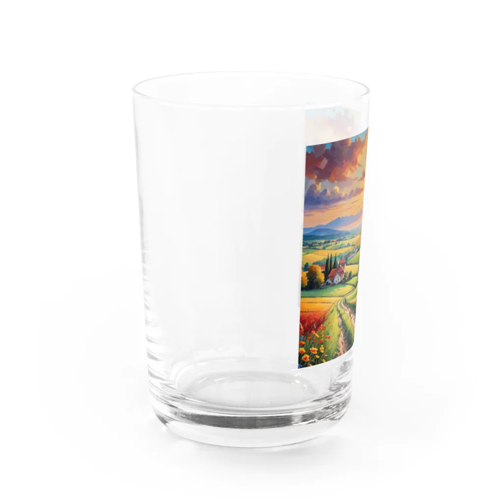 hitayakiの夕日に染まる田園風景 Water Glass :left