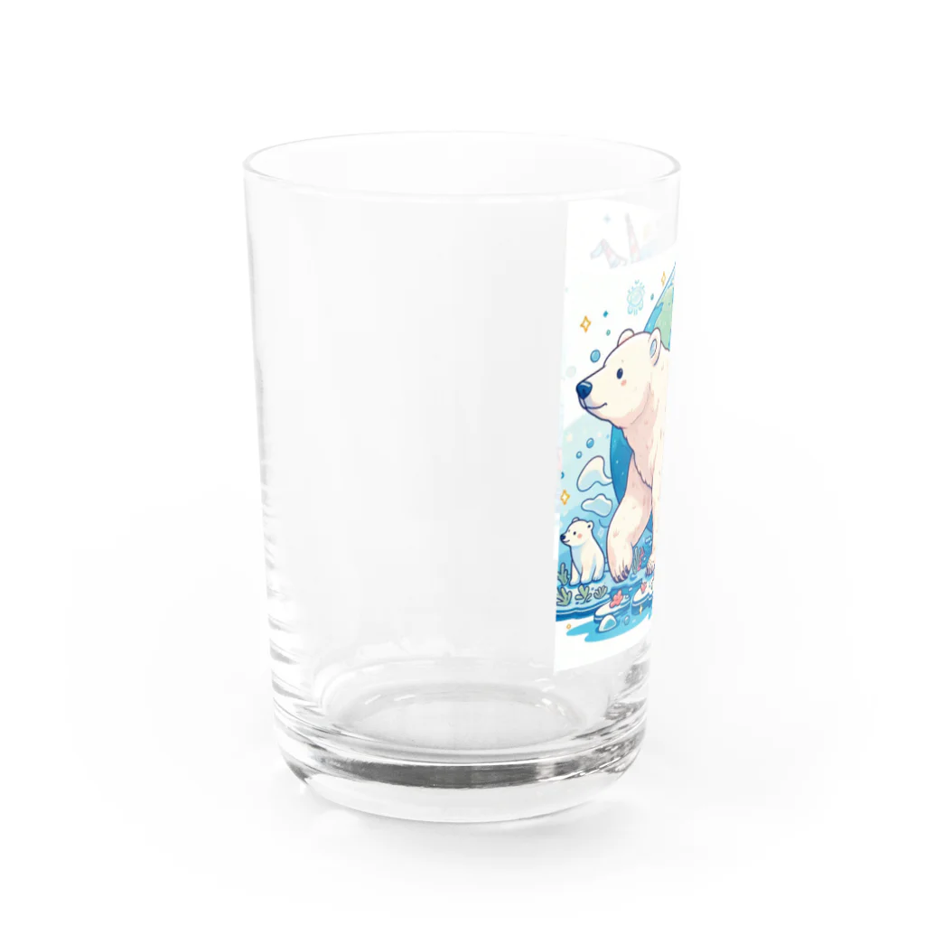 れいのホッキョクグマの冒険：地球を背景に未来へ進む姿 Water Glass :left