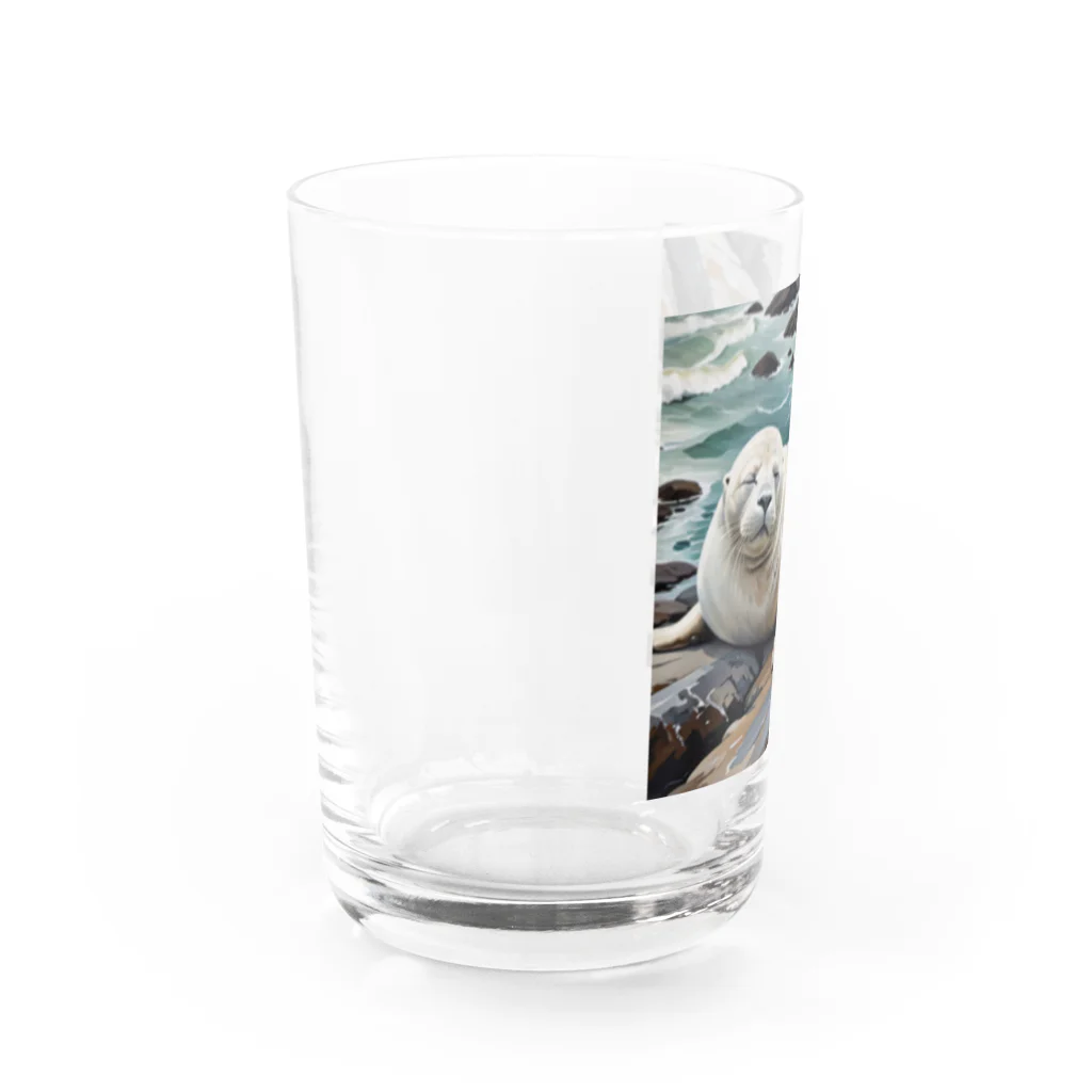 リキ製作所のアザラシのこの表情ｗ Water Glass :left