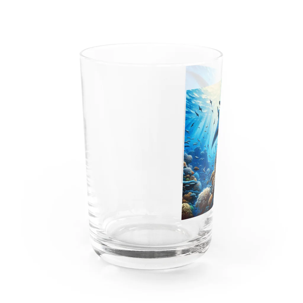 珊瑚のマンタ Water Glass :left