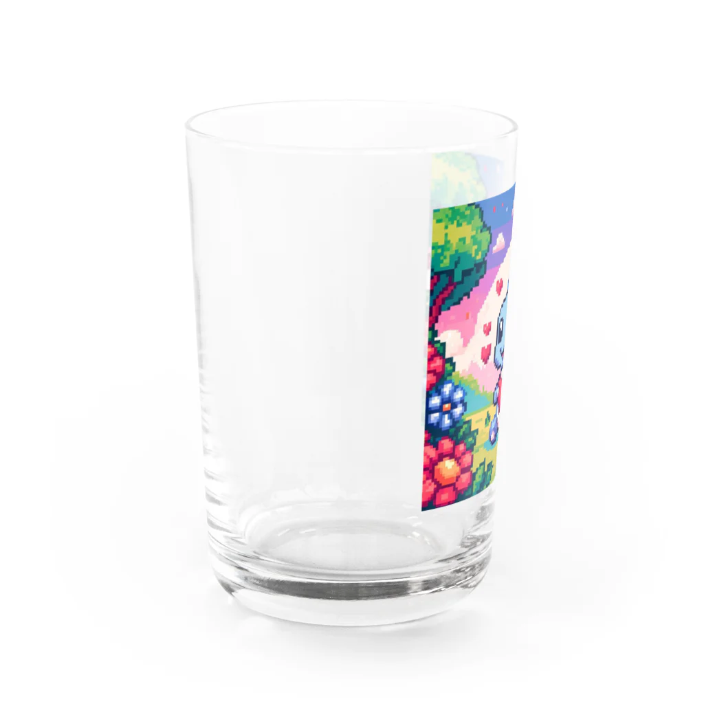 ドット職人のピクセルアート 恐竜の子ども Water Glass :left