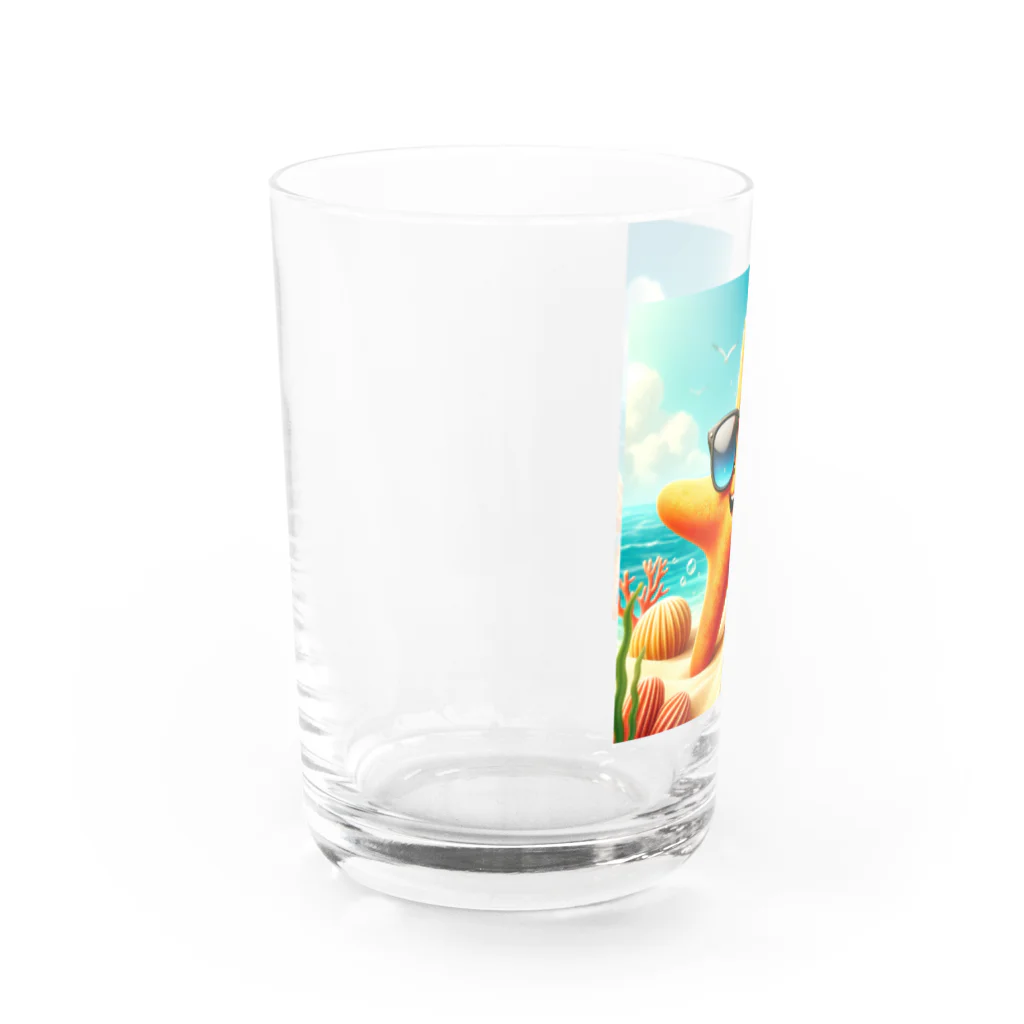 KIglassesのサングラスをかけた笑顔のヒトデ - 海の陽気な仲間！ Water Glass :left