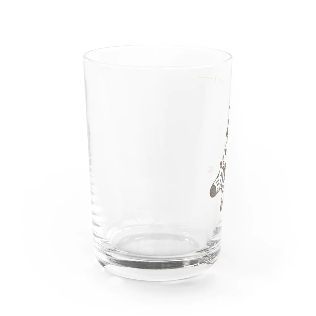 Siderunの館 B2の画伯チックな白黒動物（ブレーメンの音楽隊風) グラス左面