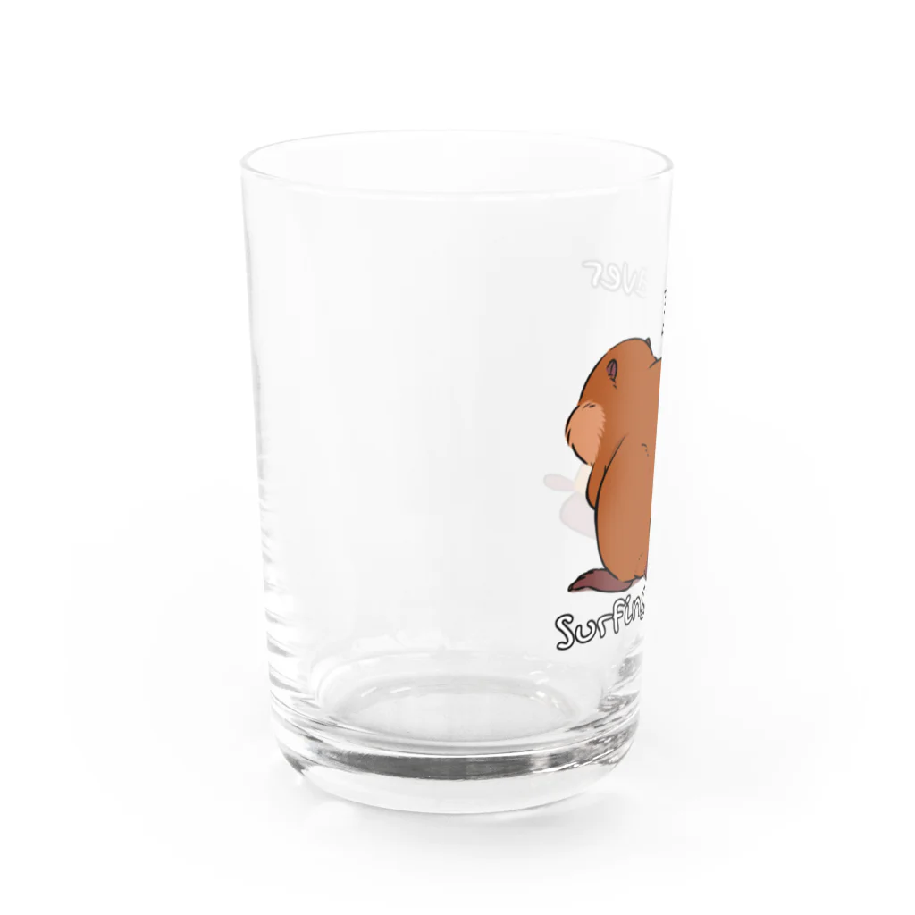 もちもちビーバーのサーフィンするちビーバーそのいち Water Glass :left