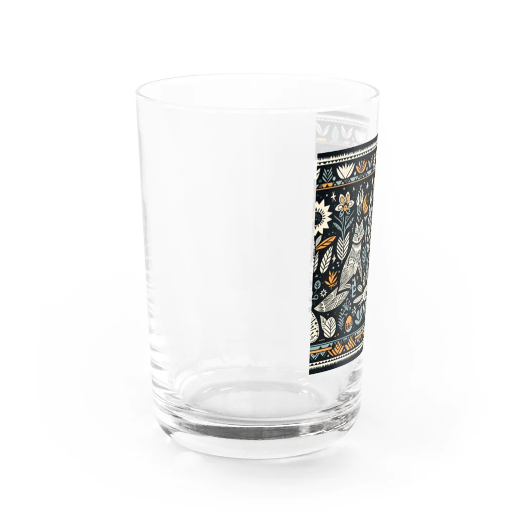 juny0823のトライバル　トリとオオカミA Water Glass :left