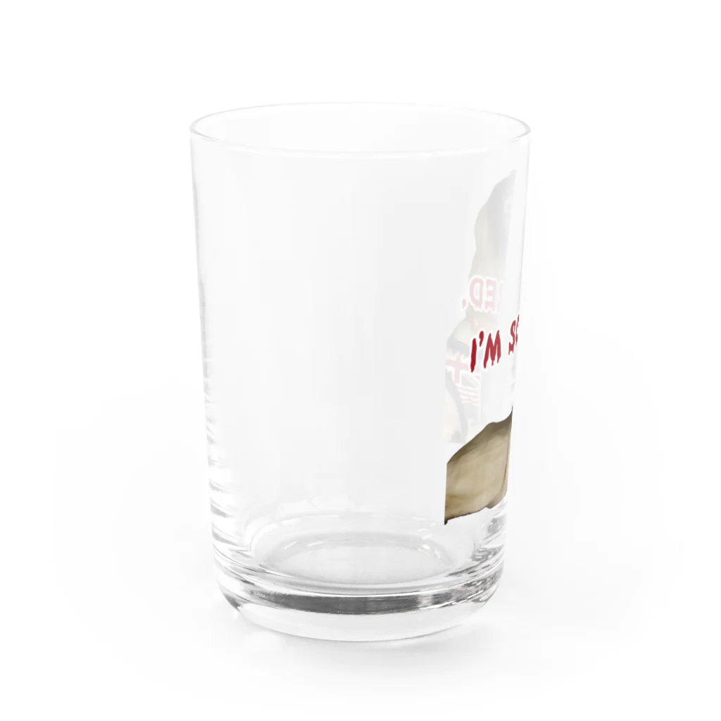 毛玉のおうちチャリティーグッズ販売suzuri部のI'M SCARED. Water Glass :left