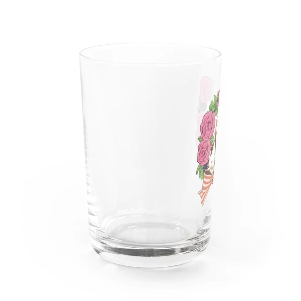 Lichtmuhleのイングリッシュローズとアビシニアンモルモット Water Glass :left