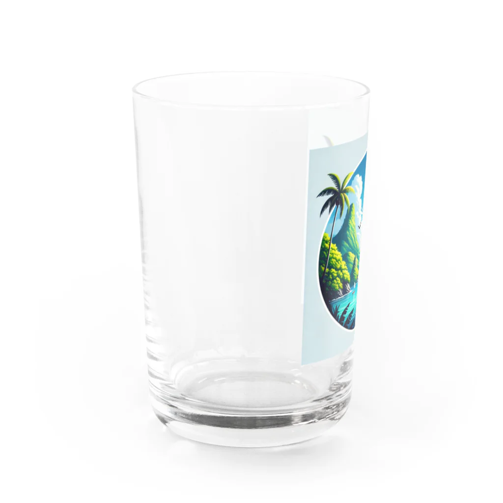 海の幸のカリブ海と船 Water Glass :left