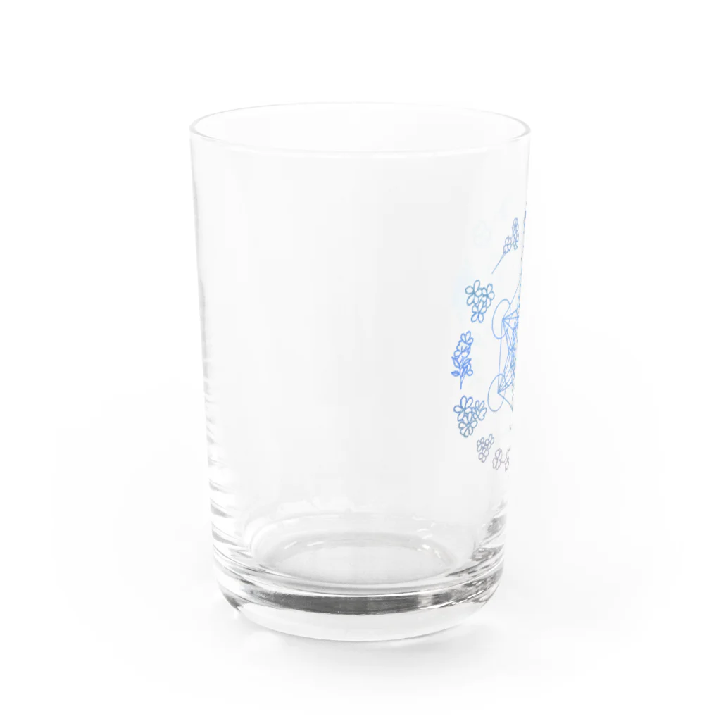 Metatron’s Cube Cosmosのメタトロンキューブ神聖幾何学と優しいパステルカラーの花のリース Water Glass :left